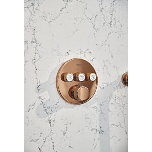 Grohe Smartcontrol 29121DA0 coucher de soleil chaud, rond, thermostat dissimulé, 3 vannes d&#39;arrêt