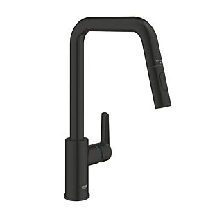 Grohe Start robinet de cuisine 306312430 noir mat, bec haut, douchette extractible à double rinçage