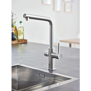 Grohe Blue Home Küchenarmatur 31454DC1 supersteel, L-Auslauf, Starter Kit