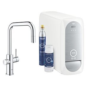 Grohe Blue Home single-lever sink mixer 31543000 chrome, U-spout starter kit, pull-out mousseur spout