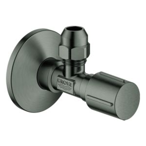 Grohe Eckventil 22037AL0 1/2" x 3/8", Metallgriff, Rosette, Quetschverschraubung 1 cm, hard graphite gebürstet