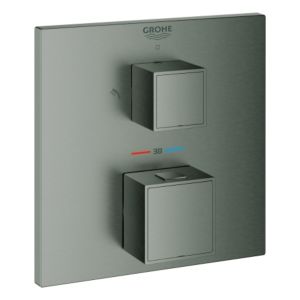 Grohe Grohtherm Cube set de finition 24154AL0 graphite dur brossé, thermostat de douche encastré avec inverseur 2 voies