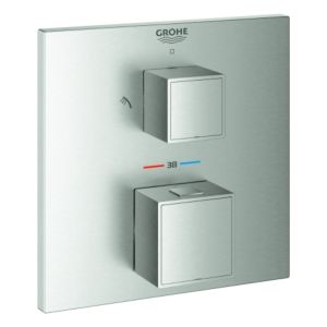 Grohe match1 Cube 24154DC0 supersteel, concealed shower thermostat with 2-way diverter
