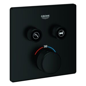 Kit d&#39;installation Grohe Grohtherm Smartcontrol 291242430 : thermostat encastré, 2 vannes d&#39;arrêt, carré, noir mat