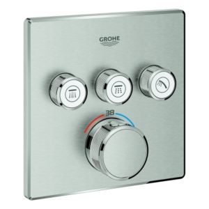 Grohe Smartcontrol trim set 29126DC0 supersteel, square, concealed thermostat, 3 shut-off valves