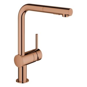 Grohe Minta Spültisch-Einhebelmischer 30274DA0 warm sunset, herausziehbare Dual-Spülbrause, L-Auslauf