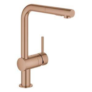 Grohe Minta Spültisch-Einhebelmischer 30274DL0 warm sunset gebürstet, herausziehbare Dual-Spülbrause, L-Auslauf