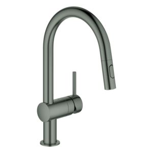 Grohe Minta Spültisch-Einhebelmischer 32321AL2 hard graphite gebürstet, herausziehbare Dual-Spülbrause, C-Auslauf