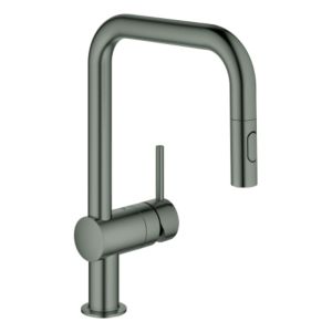 Grohe Minta Spültisch-Einhebelmischer 32322AL2 hard graphite gebürstet, herausziehbare Dual-Spülbrause, U-Auslauf
