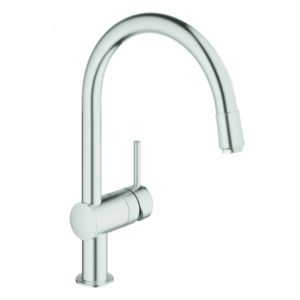 Grohe Spültischeinhebelmischer Minta supersteel, ausziehbarer Auslauf