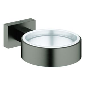 Grohe Essentials Cube Halter 40508AL1 hard graphite gebürstet, für Glas, Seifenspender/-schale