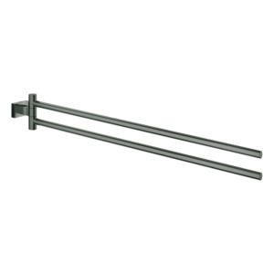 Grohe Essentials Cube towel rail 40624AL1 brushed hard graphite, 2 arms, 43.9 cm, swiveling, concealed fastening