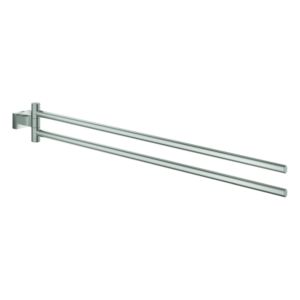 Grohe Essentials Cube Handtuchhalter 40624DC1 supersteel, 2-armig, 43,9 cm, schwenkbar, verdeckte Befestigung
