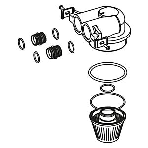 Grünbeck bottle adapter 2 with resin catcher, 187622e plug coupling and O-ring