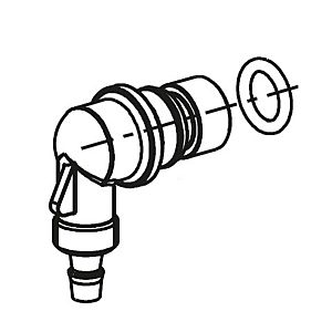 Grünbeck brine connection angle with 188049e locking bracket red