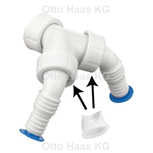 HAAS combination double hose nozzle 2913 37 mm, 1&quot;, polypropylene, white, with backflow preventer