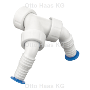 HAAS Kombi-Doppel-Geräteanschlusstülle 2914 1" und 3/4", Polypropylen, weiß, mit Stopfen und Scheiben
