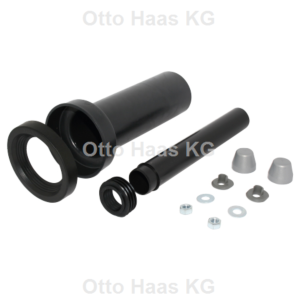 HAAS PE wall-toilet connection fitting 3600 DN 90/110, chrome cover caps, 300mm, weldable, black