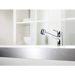 Robinet de cuisine Hansa Hansamix 01361183 basse pression, saillie 235 mm, chromé