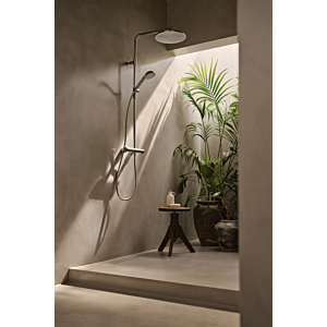 Hansa AURELIA Colonne de douche thermostatique 4719910380 pommeau de douche effet pluie, mural, 3 jets, rond, Acier brossé