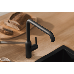 Robinet de cuisine Hansa HANSAVANTIS Style 5422110733, à commande latérale, basse pression, saillie de 255 mm, noir mat