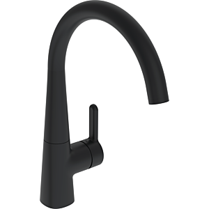Robinet de cuisine Hansa HANSADESIGNO Style 5101228333, levier latéral pivotant, saillie de 219 mm, noir mat
