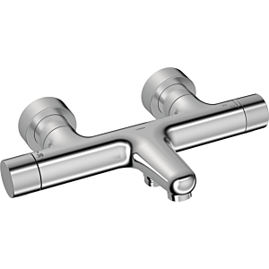 Hansa HANSAPRISMA bath and shower mixer 5810230180 with thermostat, wall mounting, brushed steel