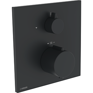 Thermostat Hansa HANSAEASYTHERM 8113, kit de montage 8113926233, partie visible pour une prise, carré, noir mat