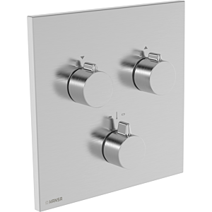 Hansa HANSAEASYMIX 8872 Fertigmontageset 8872906280 EasyMix, Fertigset für zwei Abgänge, eckig Stahl gebürstet