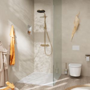 hansgrohe Pulsify S Puro set de douche 24223140 avec thermostat, 2 consommateurs, 8 l/min, bronze brossé