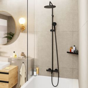 hansgrohe Vernis Blend 240 1jet showerpipe 26899670 avec thermostat bain, noir mat