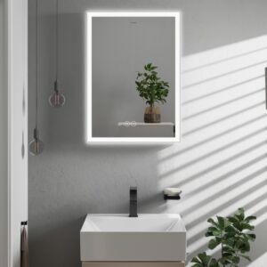 hansgrohe Xarita E Spiegel 54989700 mit kapazitiven Berührungssensor, 500 x 700 x 50 mm, weiß matt