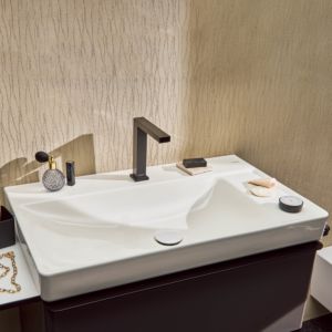 hansgrohe Xelu Q lavabo 61025450 800x480mm, étagère à droite, 2 trous pour robinetterie, sans trop-plein, SmartClean, blanc