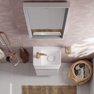 hansgrohe Xelu Q Handwaschbecken 61085450 360x250mm, Ablage links, mit Hahnloch, ohne Überlauf, SmartClean, weiß