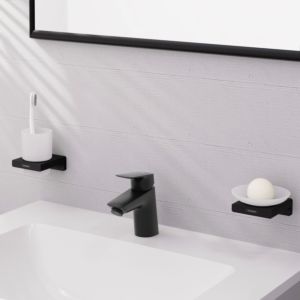 hansgrohe Logis Einhebel-Waschtisch-Armatur 71073670 ohne Ablaufgarnitur, mit CoolStart, Ausladung 107mm, mattschwarz