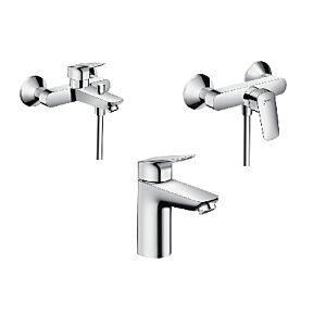 hansgrohe Logis Badarmaturen Set chrom, für Waschtisch, Dusche, Badewanne