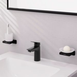hansgrohe Logis Einhebel-Waschtisch-Armatur 71101670 ohne Ablaufgarnitur, ohne CoolStart, Ausladung 108mm, mattschwarz
