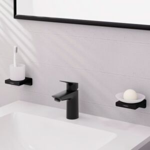 hansgrohe Logis single-lever basin mixer 71103670 without waste set, with CoolStart, projection 108mm, matt black