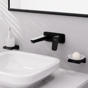 hansgrohe Logis Einhebel-Waschtisch-Armatur 71220670 mattschwarz, UP, für Wandmontage, Ausladung 195mm