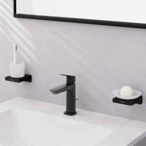 hansgrohe Logis single lever basin mixer 71254670 pull rod waste set, with CoolStart, concealed, projection 121mm, matt black