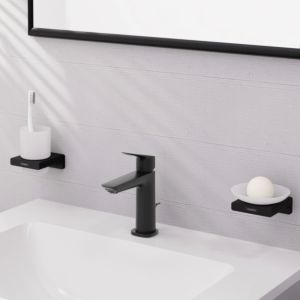 hansgrohe Logis Einhebel-Waschtisch-Armatur 71254670 Zugstangen-Ablaufgarnitur, mit CoolStart, UP, Ausladung 121mm, mattschwarz