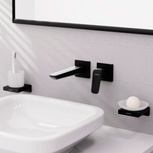 hansgrohe Logis single lever basin mixer 71256670 matt black, concealed, for wall mounting, projection 206mm
