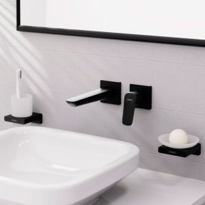 hansgrohe Logis Einhebel-Waschtisch-Armatur 71256670 mattschwarz, Unterputz, für Wandmontage, Ausladung 206mm