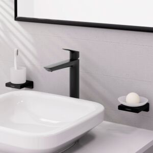 hansgrohe Logis single lever basin mixer 71257670 pull rod waste set, concealed, projection 172mm, matt black