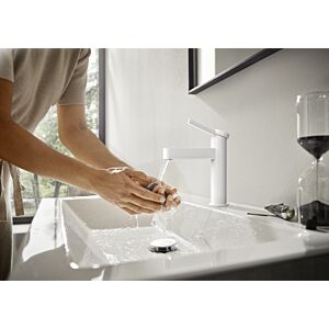 hansgrohe Finoris 110 mitigeur lavabo 76023700 avec ouverture par pression garniture de vidange , blanc mat