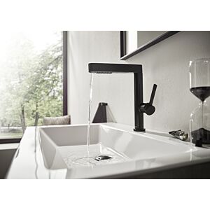hansgrohe Finoris 230 basin mixer 76063670 with pull-out spray 2jet and push-open waste set, matt black