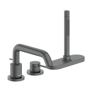 hansgrohe Tecturis S 3-Loch-Einhebel-Wannenarmatur 73447340 Ausladung 194mm, brushed black chrome