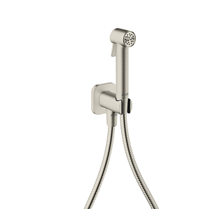 Douches bidette Hansgrohe AXOR Pommeau de douche bidette 29241800 1 jet Softsquare pour eau froide avec support de pommeau de douche et flexible de douche 1,25 m, acier inoxydable optique