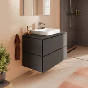 hansgrohe Xilesa E vanity unit 54302760 2 drawers with PushOpen, 980 x 550 mm, matt slate grey
