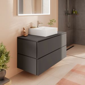 hansgrohe Xilesa E vanity unit 54304760 2 drawers with PushOpen, 1180 x 550 mm, matt slate grey